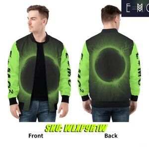New E=M/C2 Unisex Black Hole Green Zip Up Bomber Jacket